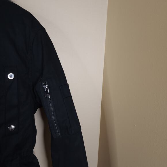 ASOS Faux Fur Hood Drawstring Parka Coat in Black Size 6 - Picture 5 of 15